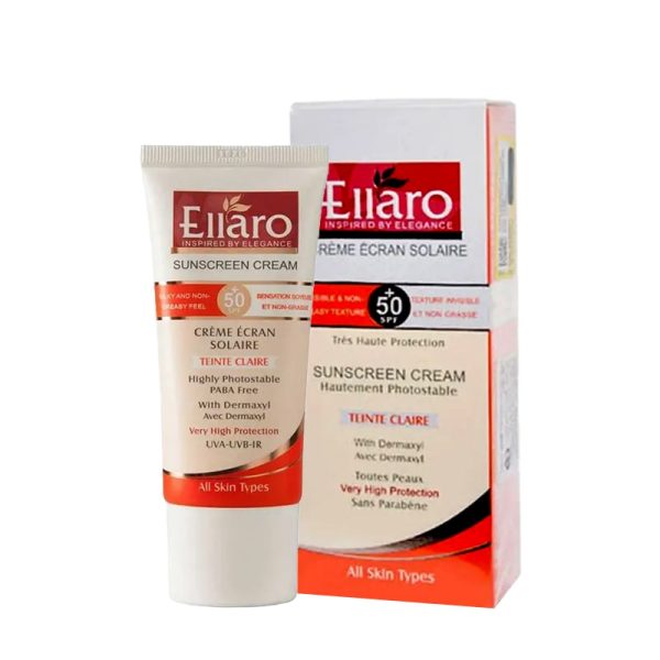 ضد آفتاب الارو SPF 50 Ellaro مدل TEINTE claire بژ روشن حجم 50 میل