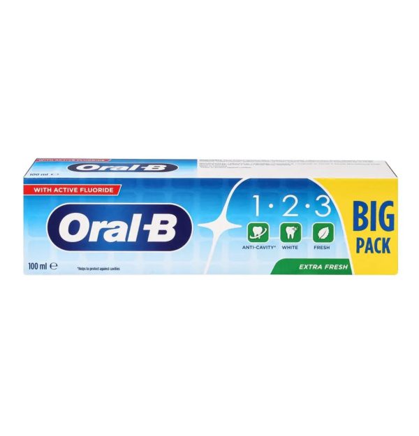 خمیر دندان اورال بی ORAL B WITH SALT POWER WHITE مدل1 2 3 نمک حجم 100 میل