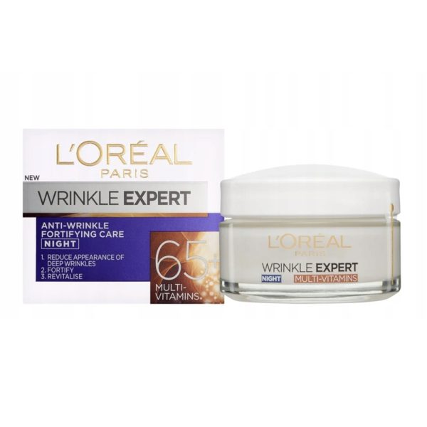 کرم آبرسان لورال مدل ضد چروک Wrinkle Expert شب حاوی ویتامین +65 - حجم 50 میلی لیتر