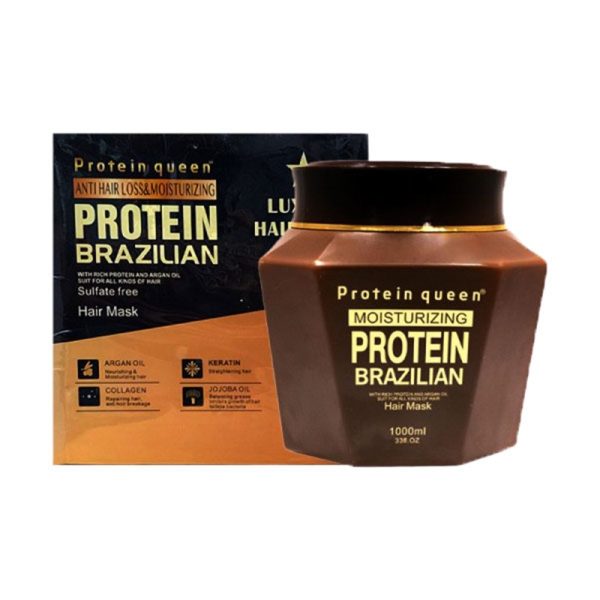ماسک مو فاقد سولفات پروتئین کویین PROTEIN QUEEN مدل PROTEIN BRAZILIAN حجم 1000 میل