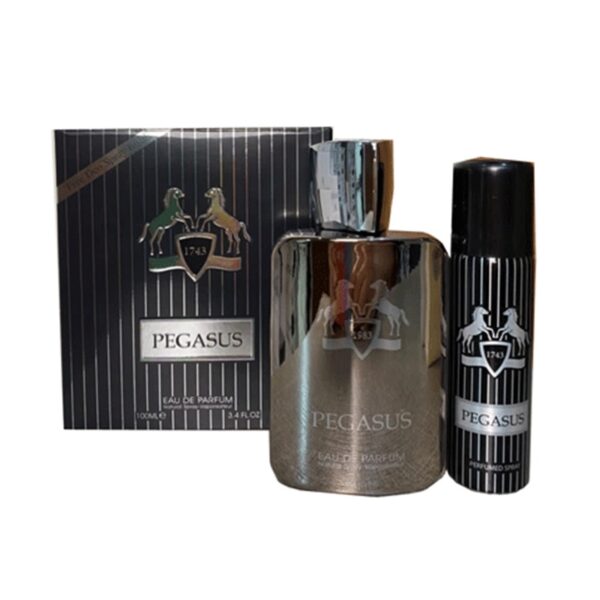 ادکلن فراگرنس ورد (Fragrance World) مدل پگاسوس PEGASUS همراه اسپری حجم 100 میلی لیتر