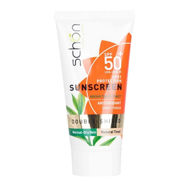 ضدآفتاب شون SCHON مدل SPF 50 دابل شیلد رنگ طبیعی حجم 50 میلی لیتر