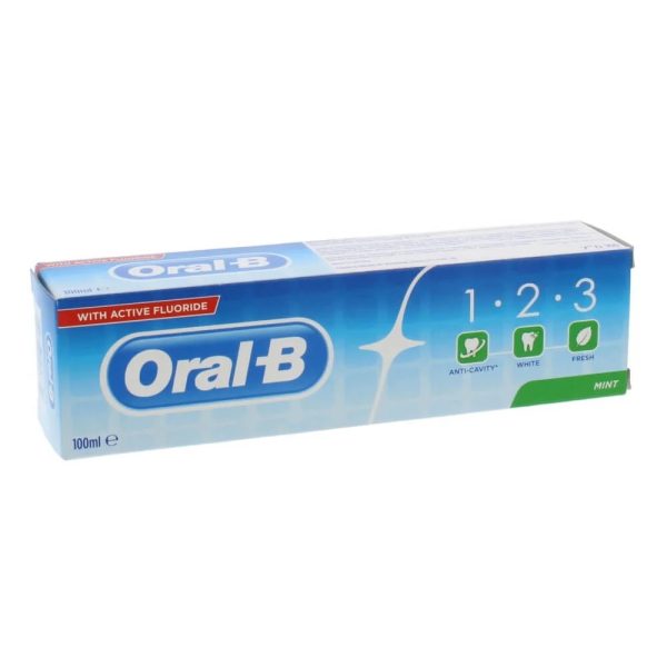 خمیر دندان اورال بی ORAL B مدل1 2 3 نعنایی حجم 100 میل
