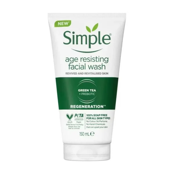 فیس واش تیوپی سیمپل simple مدل green tea goodness حجم 150 میل