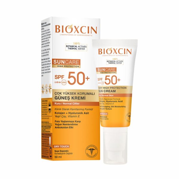 کرم ضد آفتاب بی رنگ بیوکسین +SPF50 مناسب پوست معمولی و خشک 50 میل