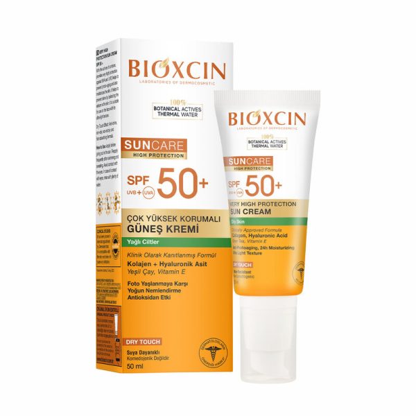 کرم ضد آفتاب بی رنگ بیوکسین +SPF50 مناسب پوست Oily چرب 50 میل