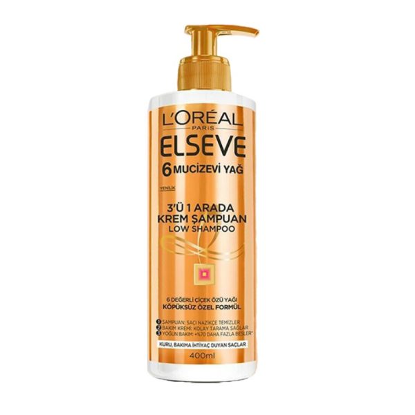شامپو لورآل Loreal سری ELSEVE پمپی مدل 6mucizevi yag حجم 400 میلی لیتر