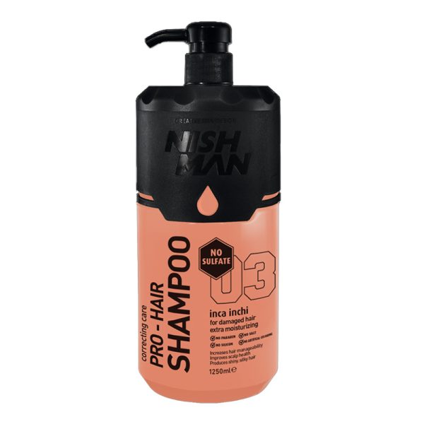 شامپو کراتینه مو نیش من Nish Man مدل Pro-Hair شماره 03 حجم 1250 میلی لیتر