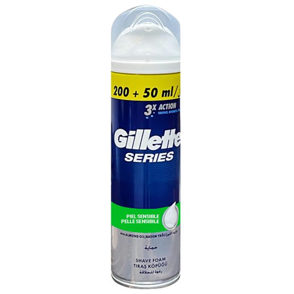 فوم اصلاح ژیلت Gillette سری 3X Action مدل Sensitive حجم 200 میلی لیتر
