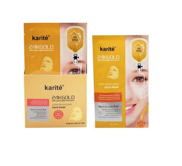 ماسک صورت کاریته karite مدل ورقه ای طلا 24K بسته 10 عددی
