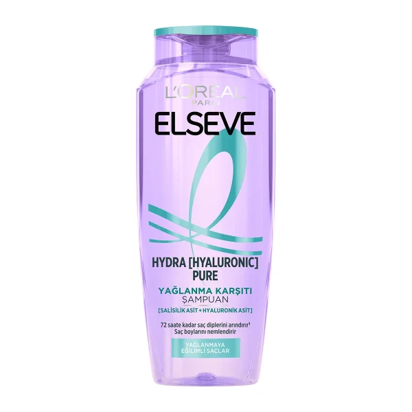 شامپو مو لورال موی چرب مدل HYDRA HYALURONIC PURE حجم 300 میل - بنفش شفاف