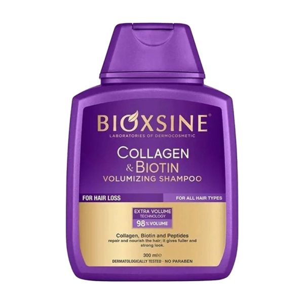 شامپو مو ضدریزش بیوکسین Bioxcin حاوی بیوتین و کلاژن - بنفش