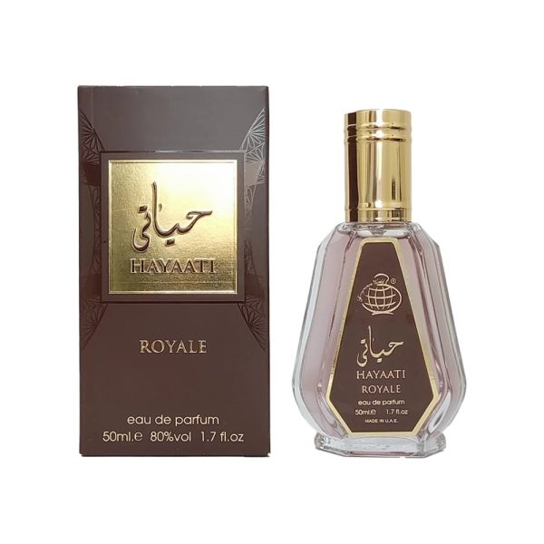 ادکلن فراگرنس ورد (Fragrance World) مدل حیاتی HAYAATI ROYALE قهوه ای حجم 50 میل - سایز کوچک