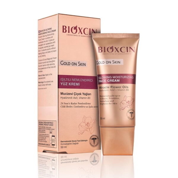كرم مرطوب كننده و شفاف كننده معجزه بيوكسين ‌‌‌Bioxcin مدل Gold On Skin حجم 50 ميل